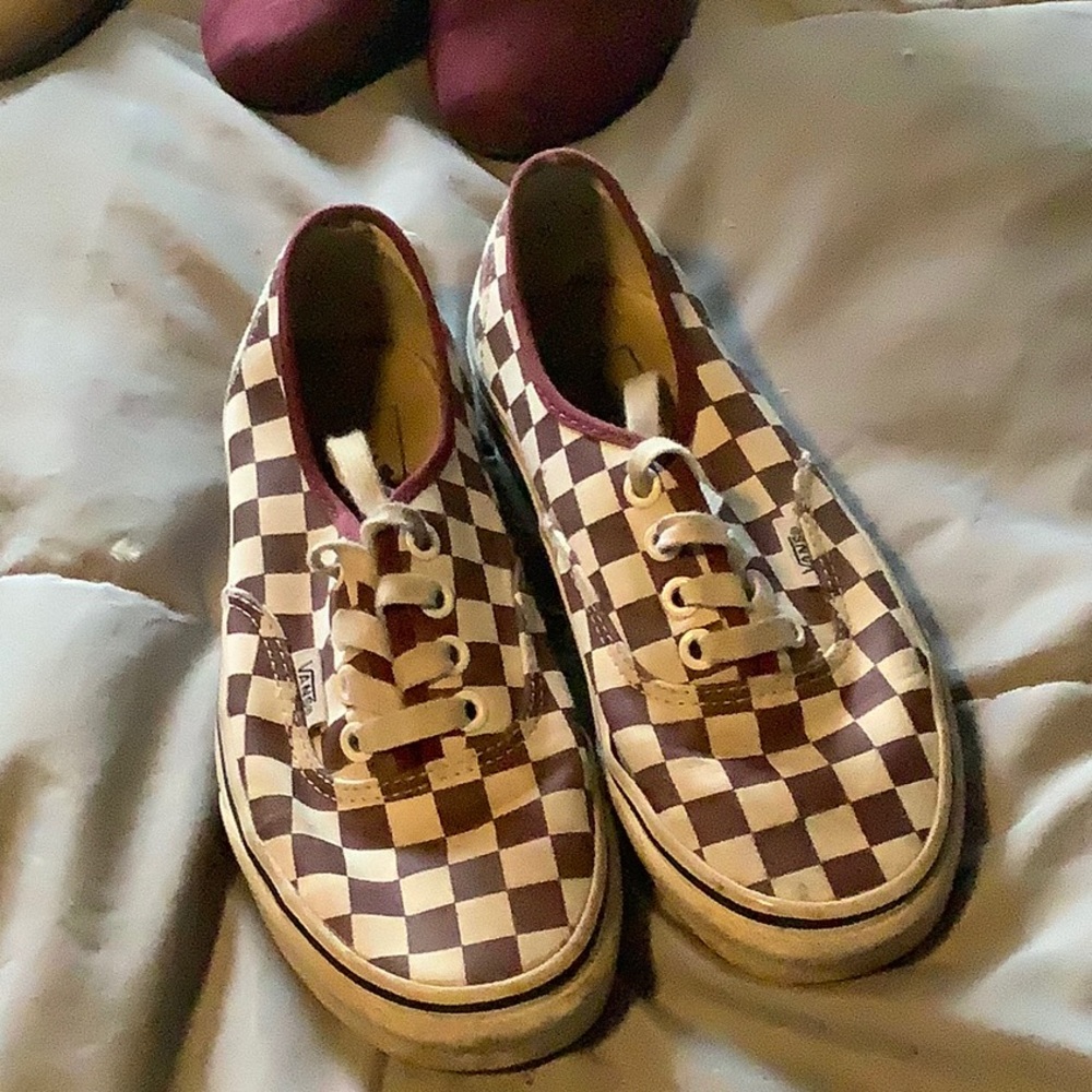 🌿Maroon Checkered Vans🌿